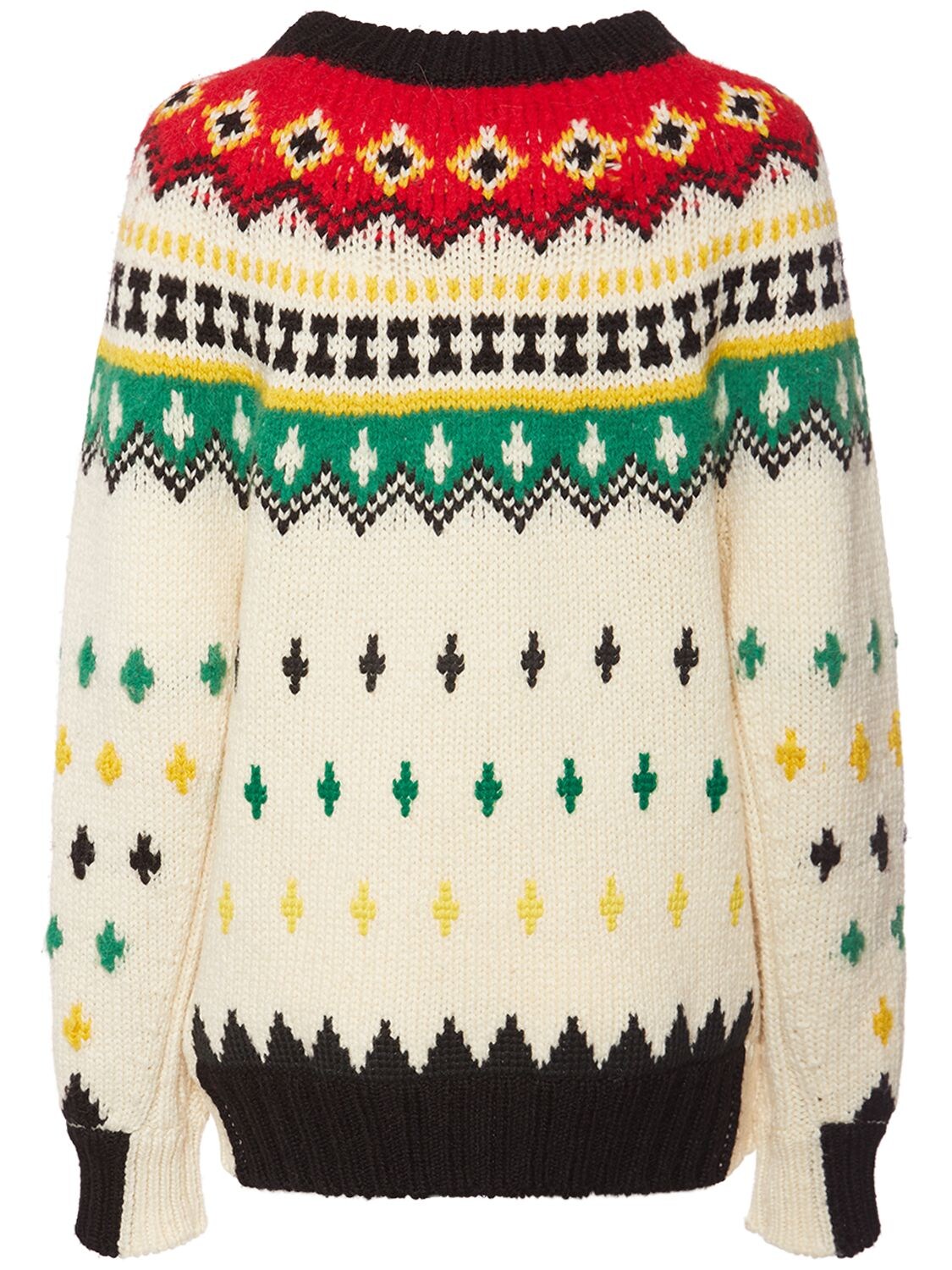 Shop Moncler Alpaca & Wool Jacquard Sweater In White,multi