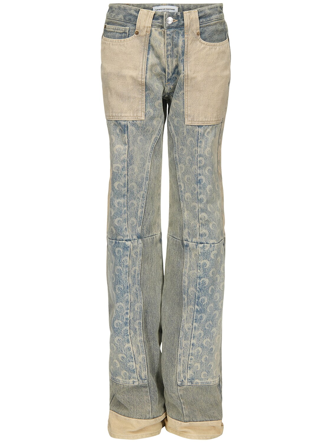 Monogram High Rise Wide Leg Jeans in Blue - Marine Serre