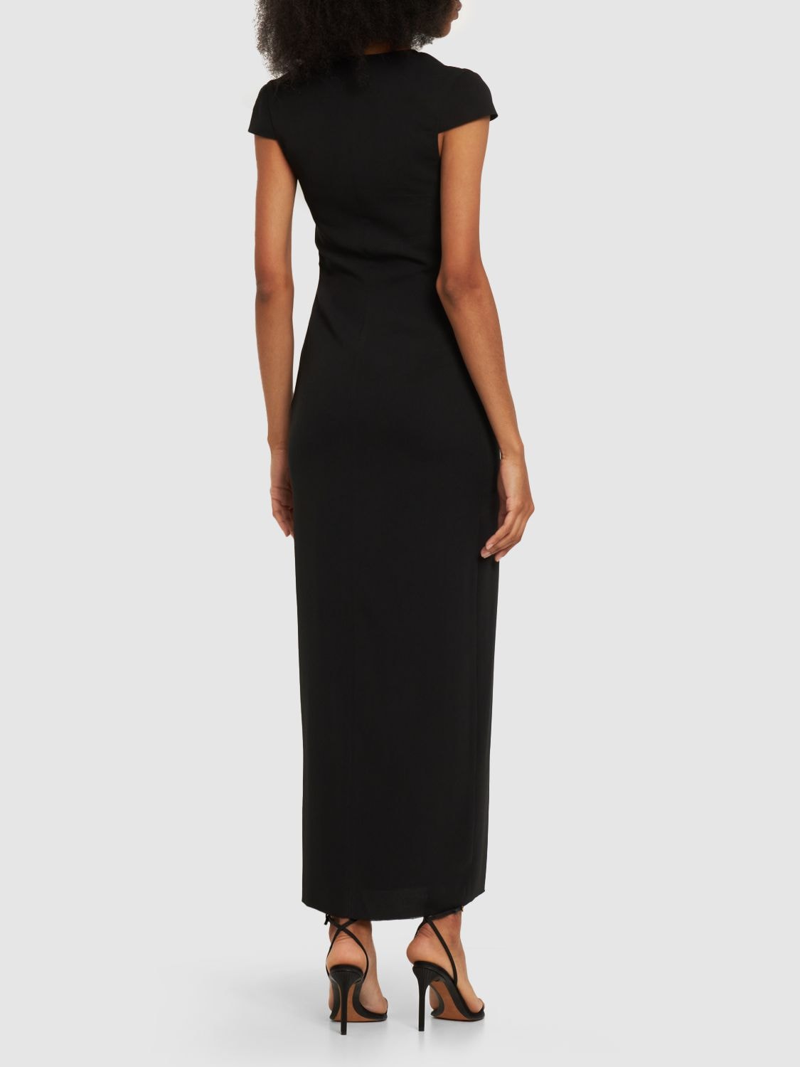 Shop 16arlington Seer Crepe Short Sleeve Midi Dress In Black