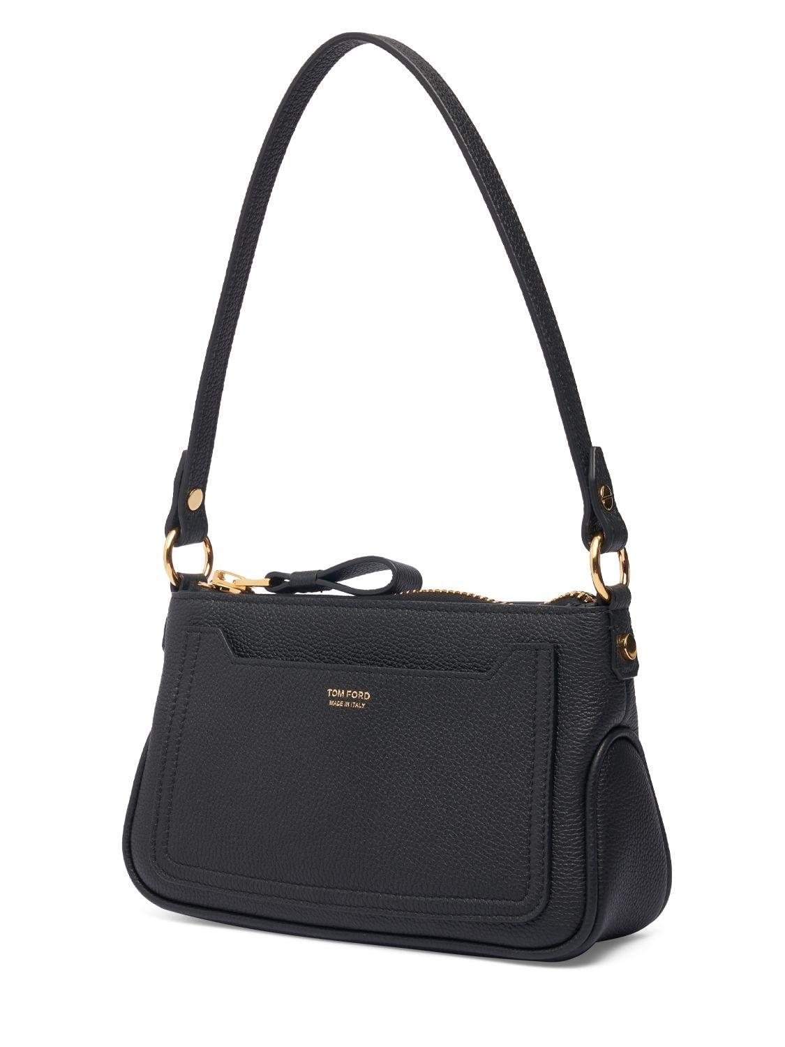 Shop Tom Ford Mini Jennifer Grain Leather Bag In Black