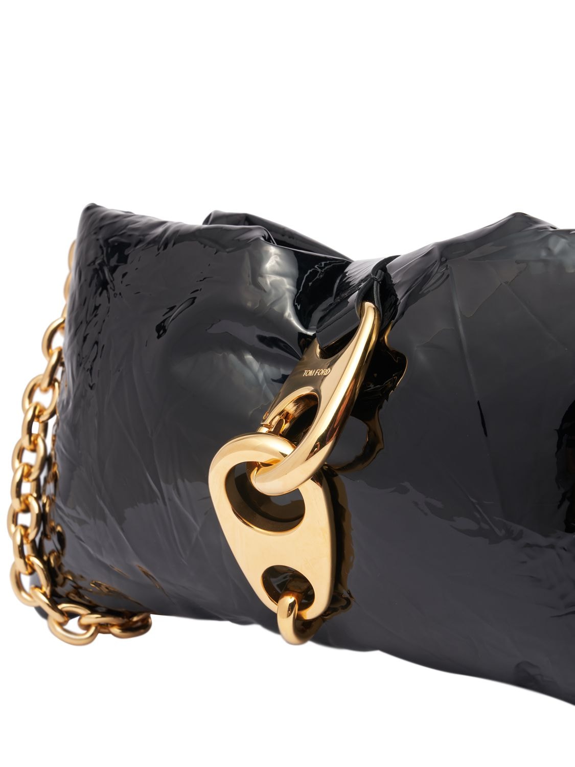 Tom Ford Small Crinkled Patent-leather Bag - Black