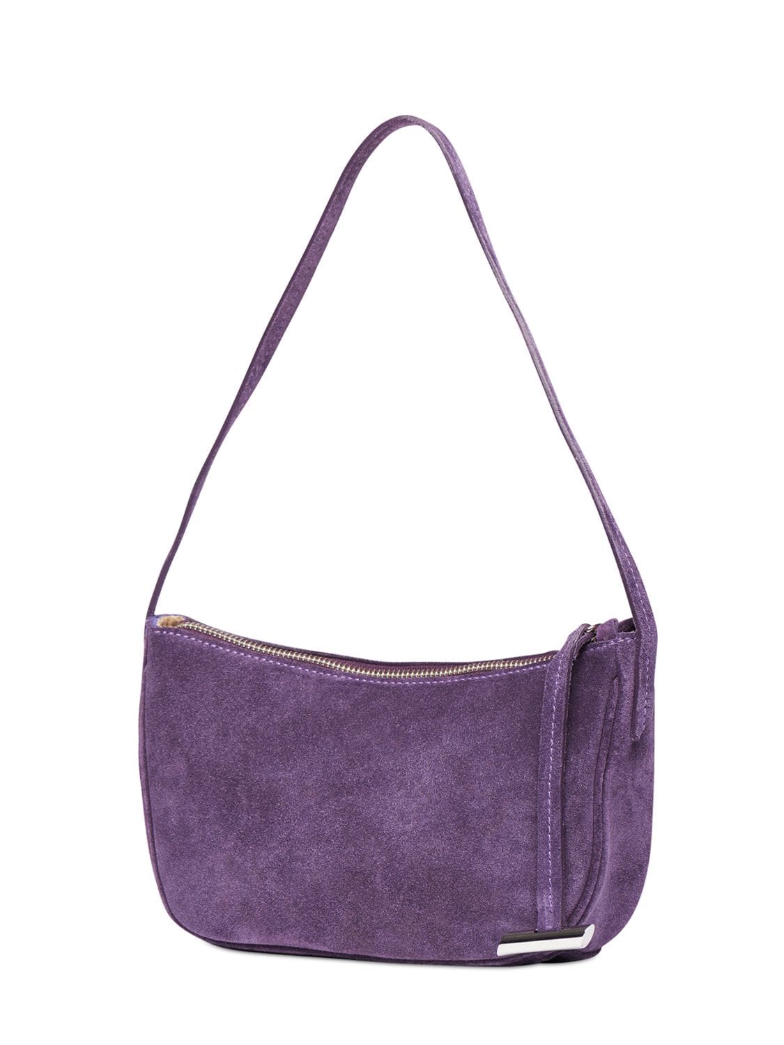 Shop Little Liffner Mini Moon Suede Shoulder Bag In Lavender