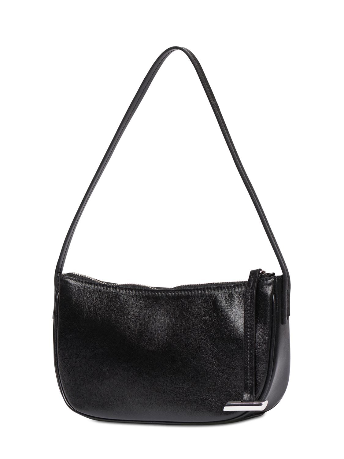Shop Little Liffner Mini Moon Leather Shoulder Bag In Glossy Black
