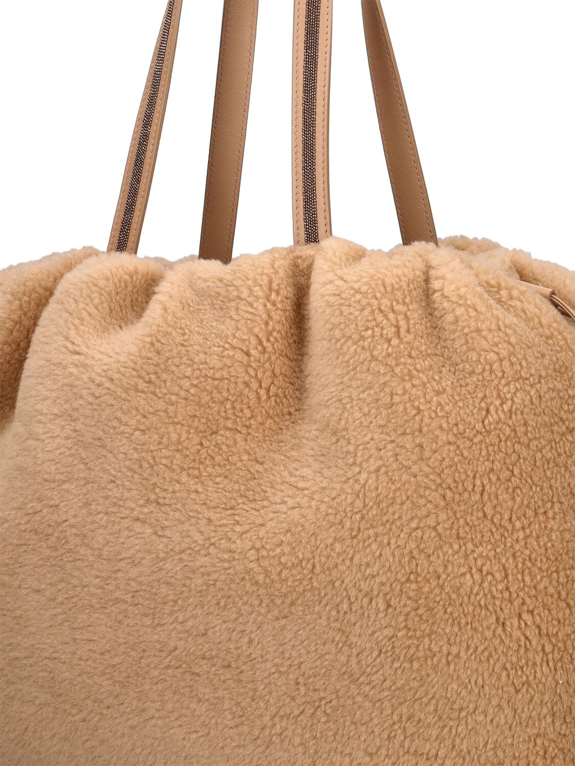 Shop Brunello Cucinelli Wool & Cashmere Top Handle Bag In Honey