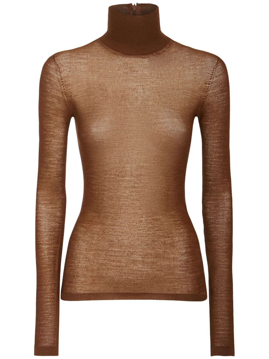 Max Mara Stresa Wool Knit Turtleneck Sweater In Brown