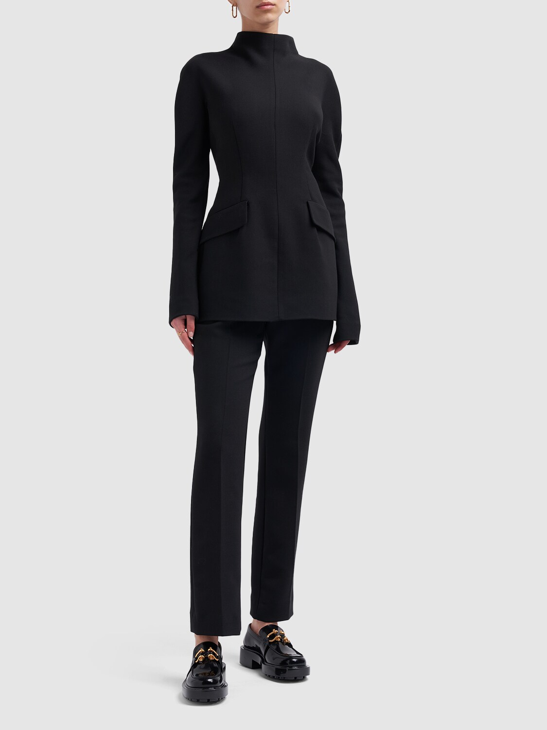 Sportmax Teoria Wool Blend High Waisted Pants In Black