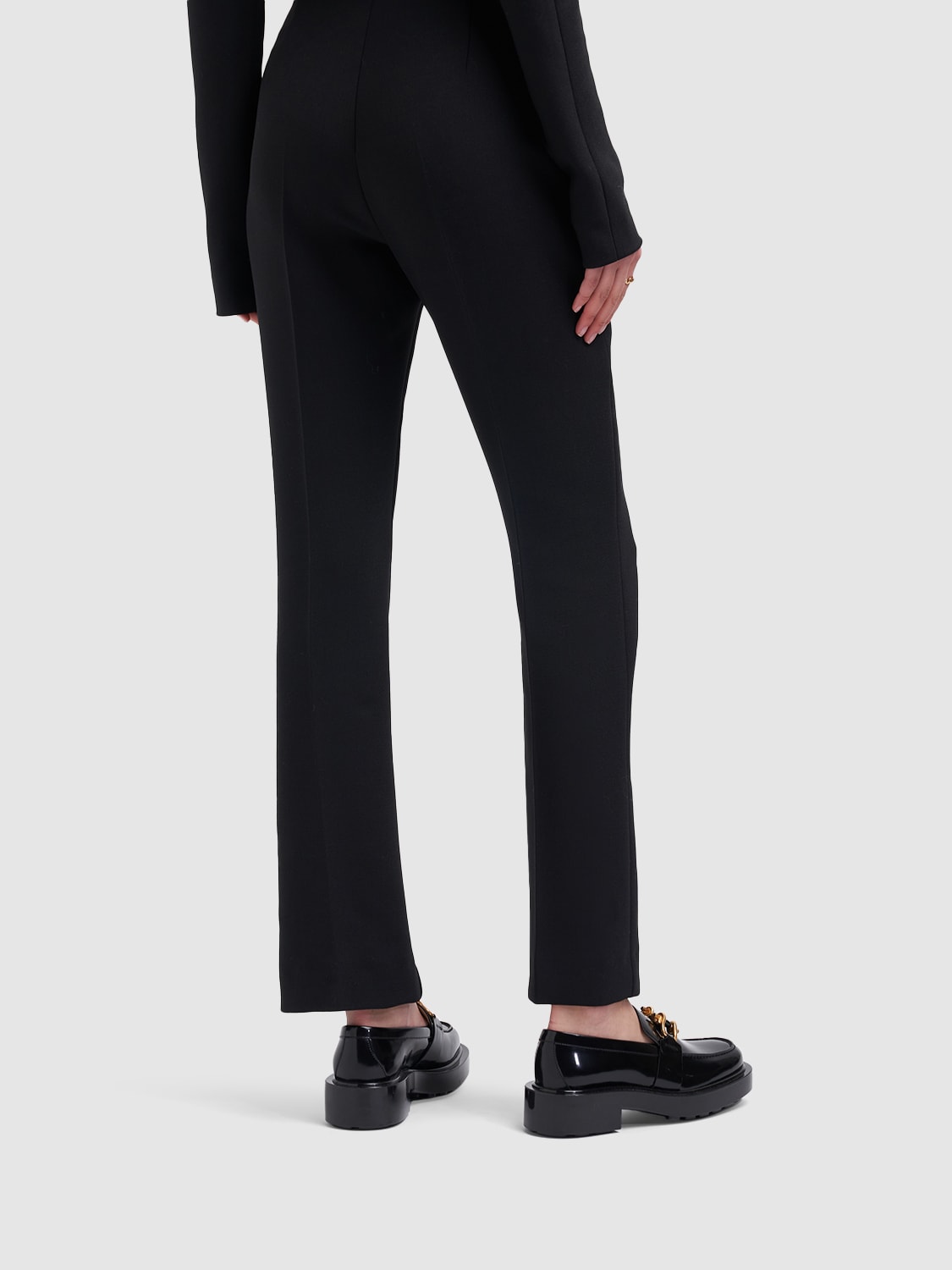 Sportmax Teoria Wool Blend High Waisted Pants In Black