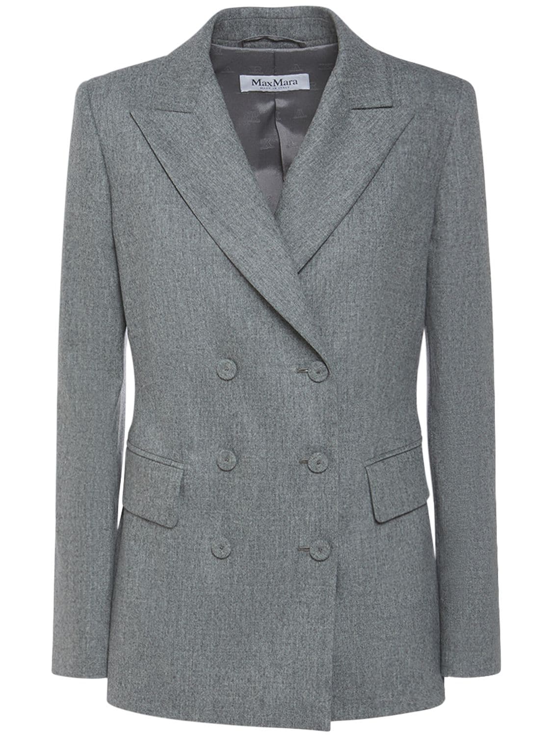 Max Mara Landa Wool & Cashmere Flannel Jacket In Grey