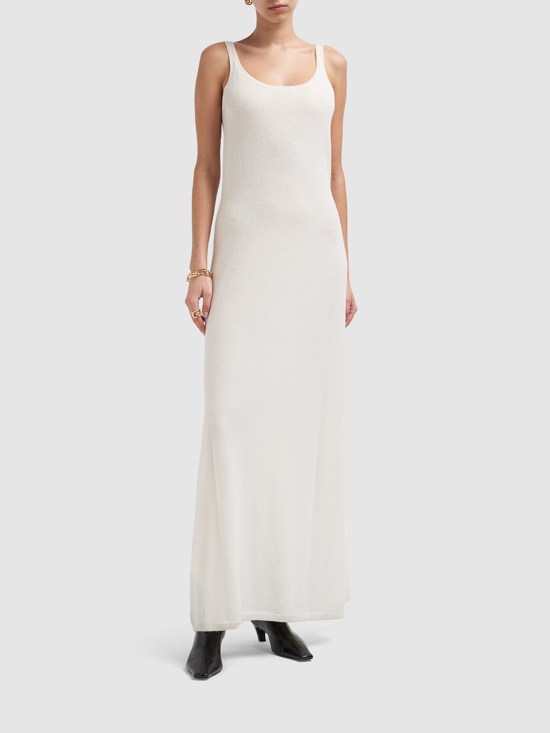Shop Max Mara Sandalo Wool & Cashmere Knit Long Dress In Ivory