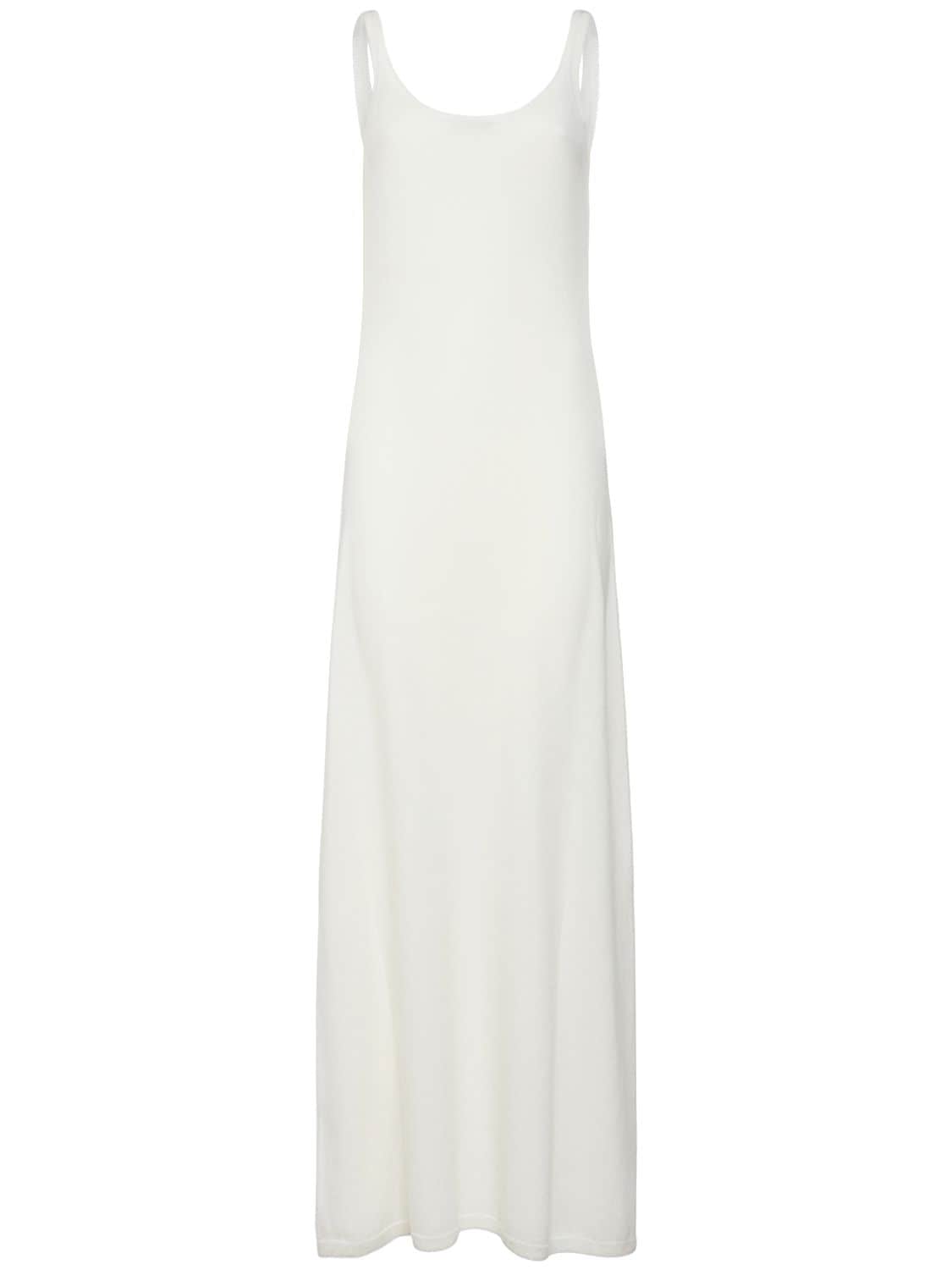 Max Mara Sandalo Wool & Cashmere Knit Long Dress In White