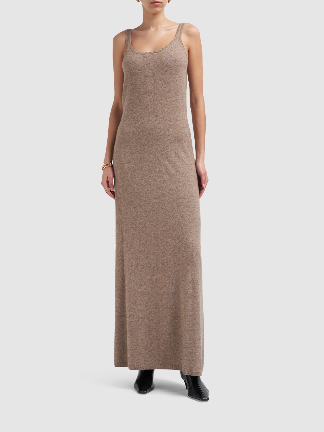 Shop Max Mara Sandalo Wool & Cashmere Knit Long Dress In Beige