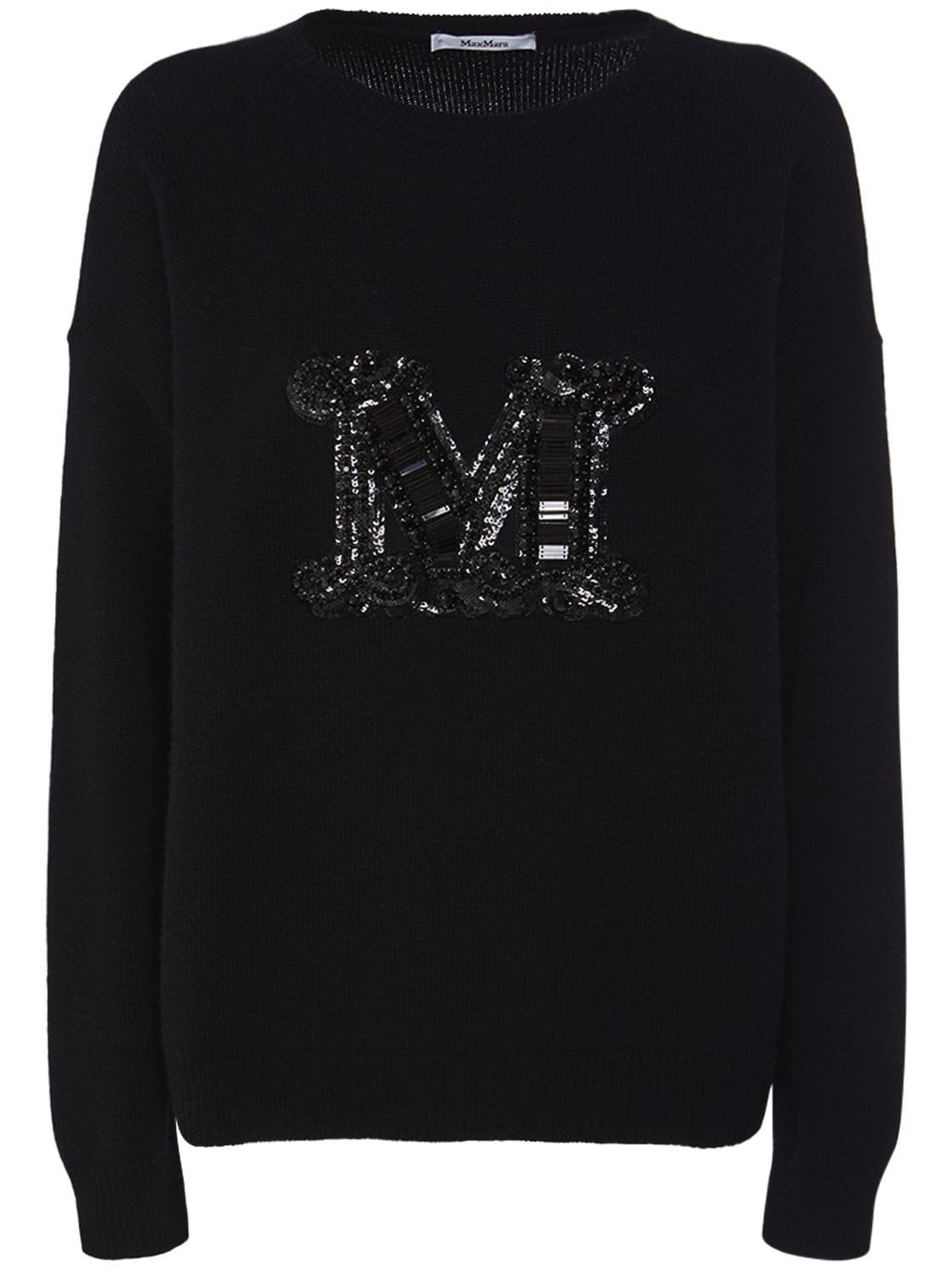 MAX MARA PALATO CASHMERE KNIT SWEATER W/ LOGO