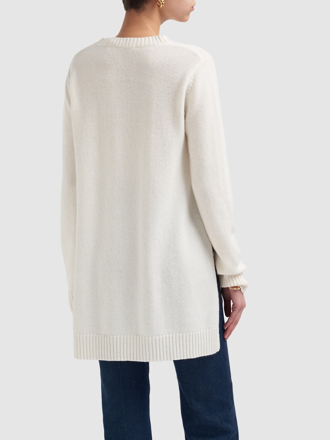 Shop Max Mara Selina Oversized Cashmere Knit Sweater In White