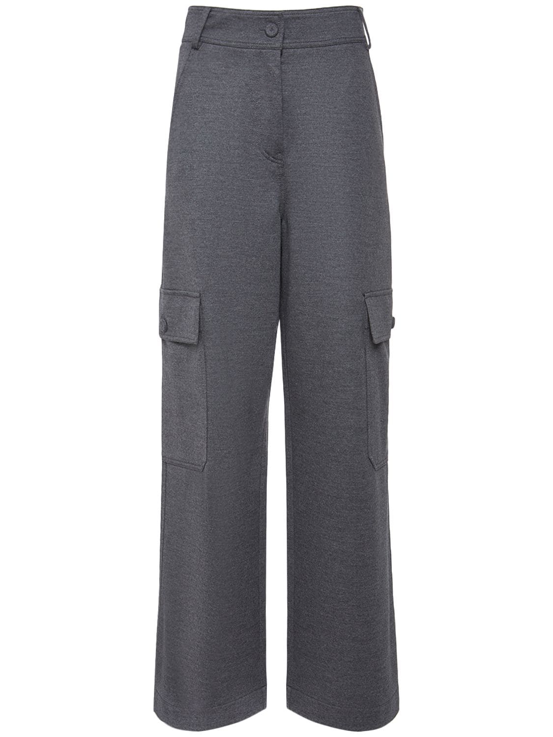 Max Mara Orlanda Wool Jersey Cargo Pants In Grey