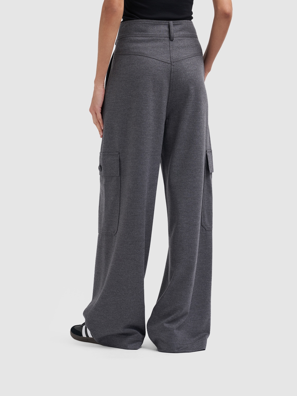 Shop Max Mara Orlanda Wool Jersey Cargo Pants In Grey
