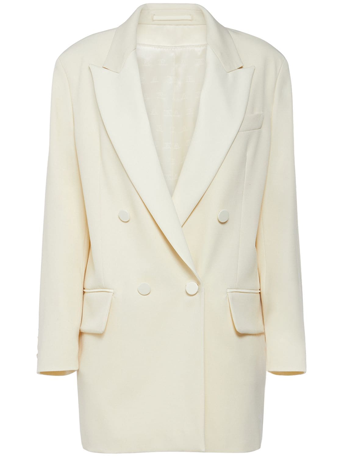 Shop Max Mara Monica Granitè Wool Tuxedo Jacket In White