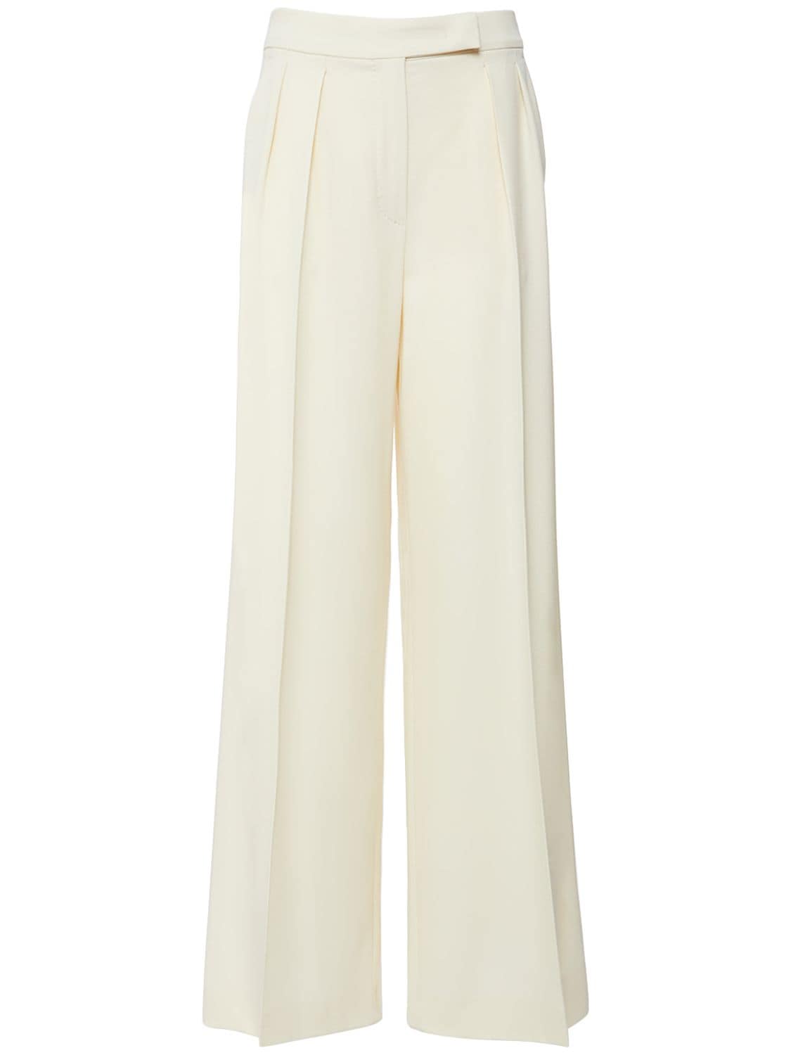 Max Mara Karub Granitè Wool Wide Pants In White