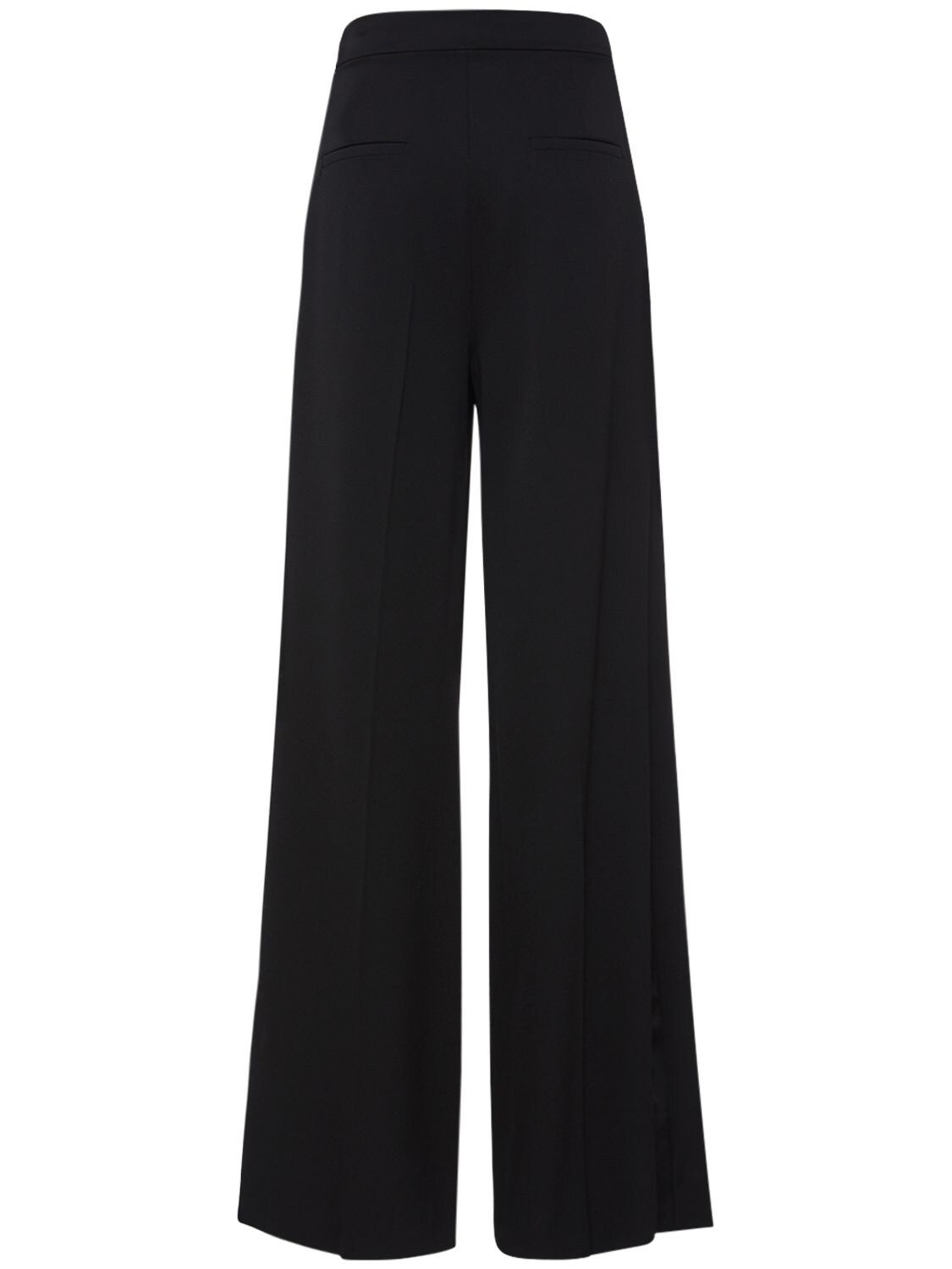Max Mara Karub Granitè Wool Wide Pants In Black