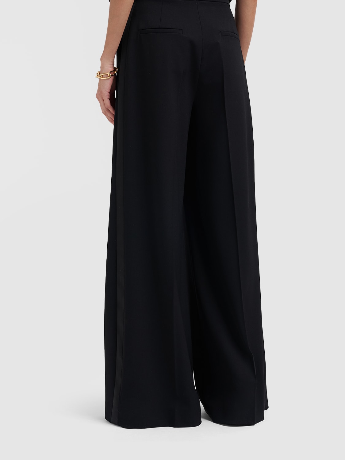 Max Mara Karub Granitè Wool Wide Pants In Black