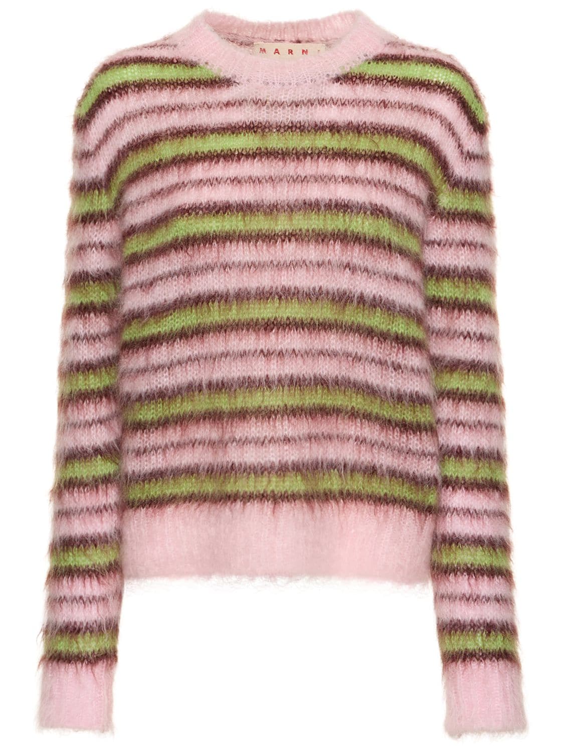 MARNI Striped Mohair Blend Crewneck Sweater