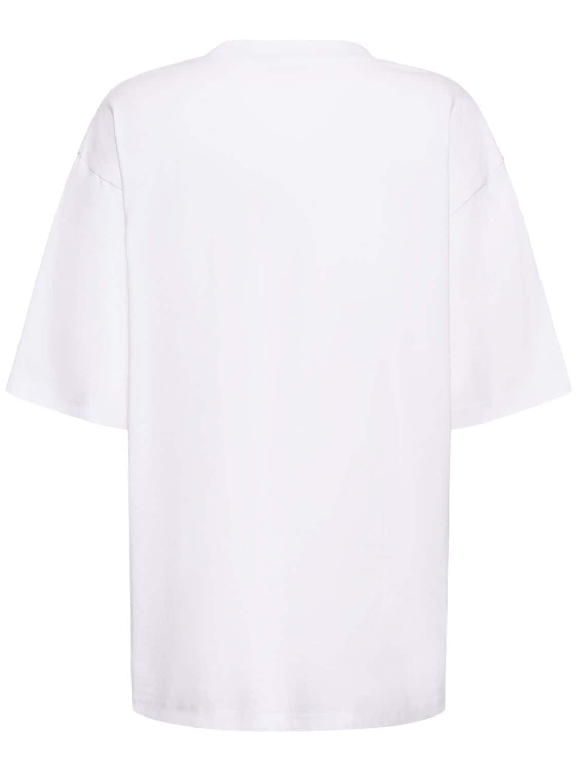 Shop Marni Printed Logo Cotton Jersey T-shirt In White