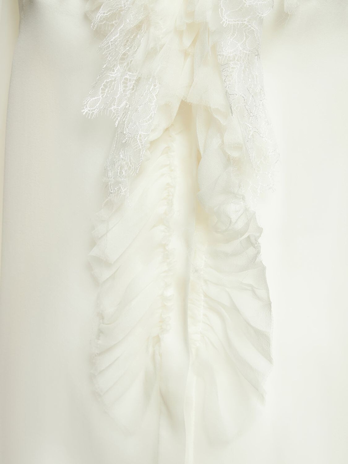 Shop Alberta Ferretti Ruffled Silk Chiffon Shirt In White