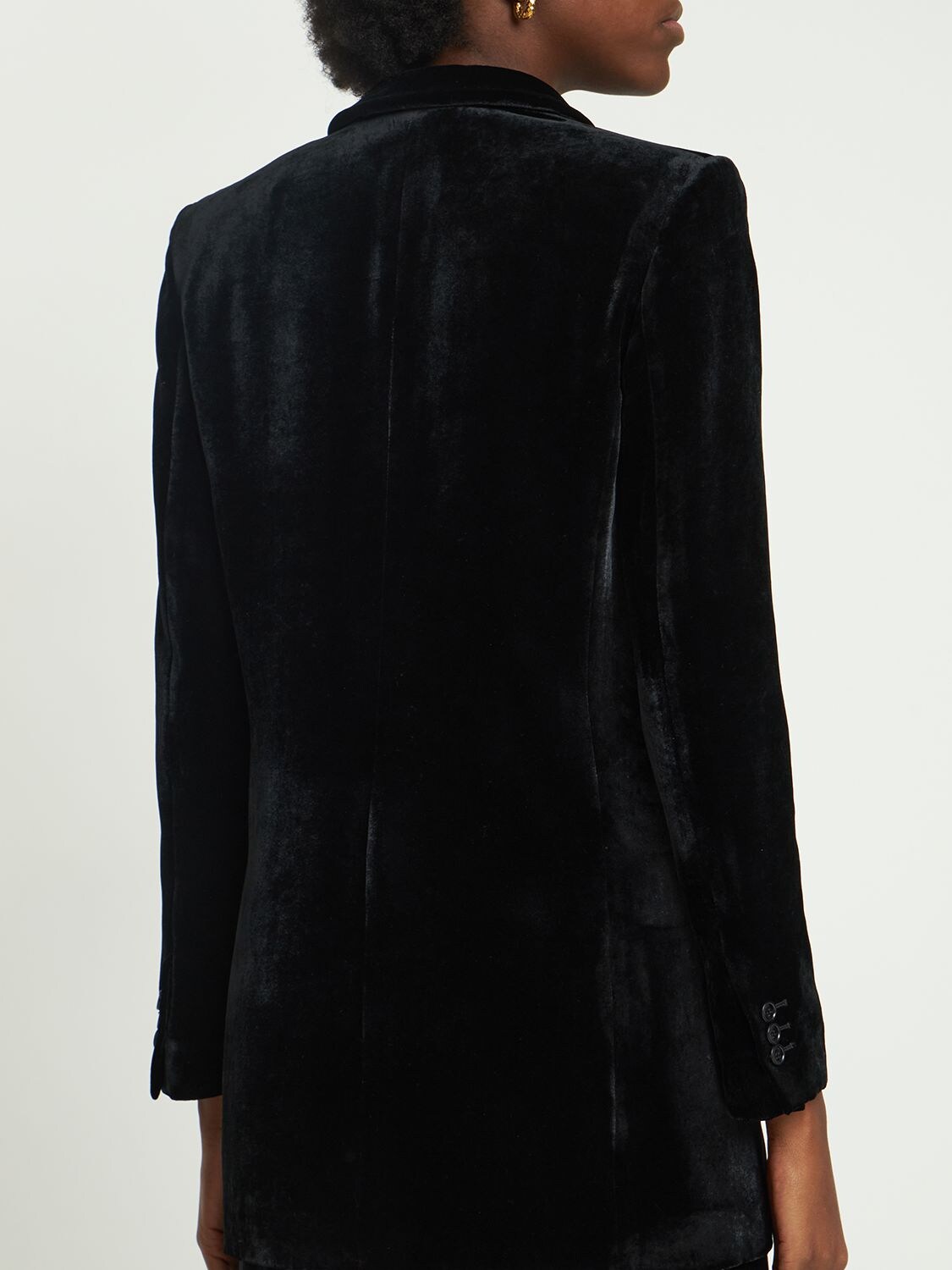 Shop Alberta Ferretti Double Breasted Velvet Blazer In Black