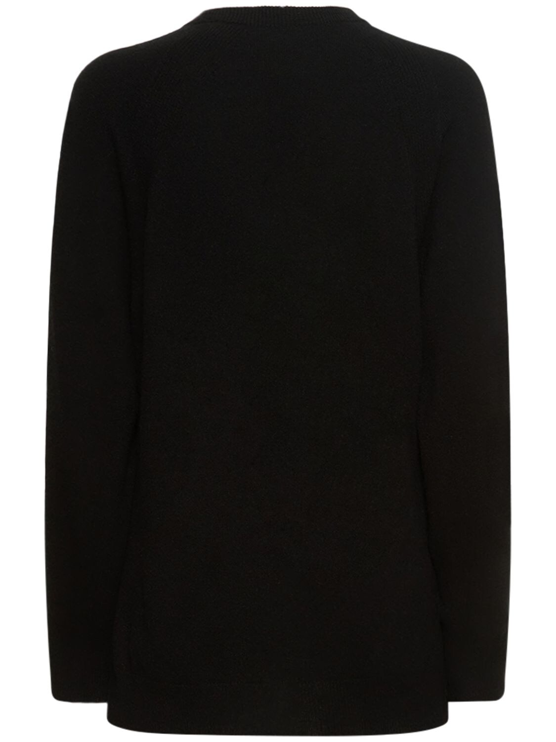 Shop Alberta Ferretti Cashmere & Wool Knit Crewneck Sweater In Black