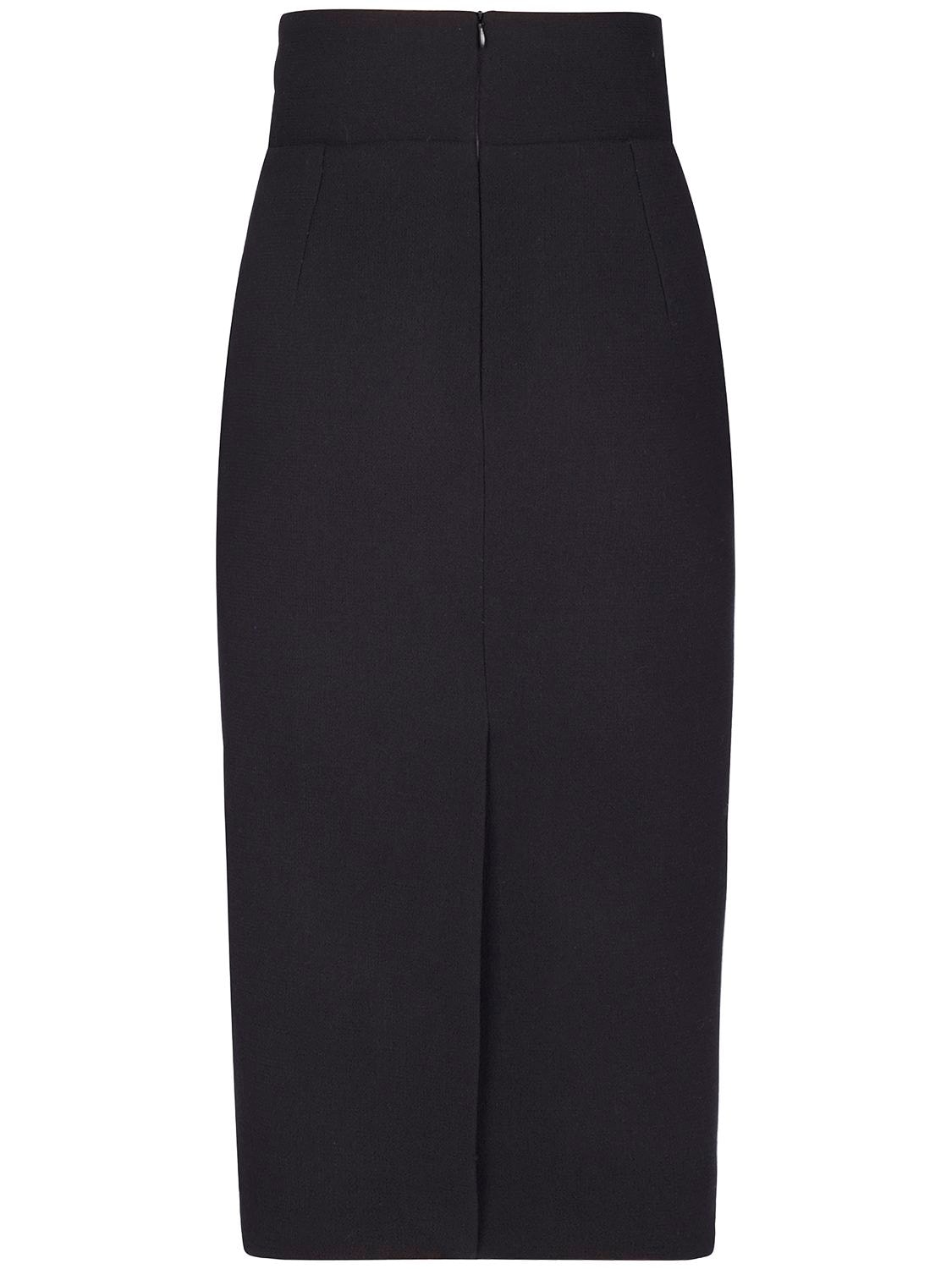 Shop Alexandre Vauthier Cotton Velvet High Rise Midi Skirt In Black