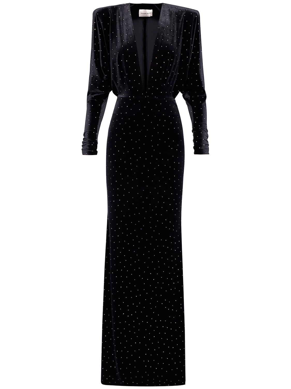Shop Alexandre Vauthier Glittered Velvet Long Dress In Black