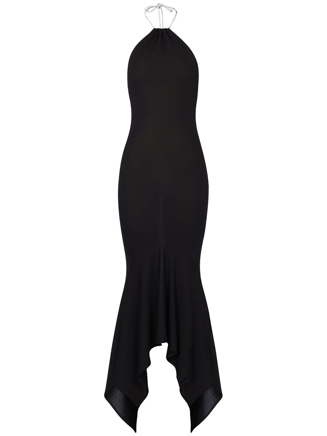 Alexandre Vauthier Crystal Embellished Halter Knit Maxi Dress In Black