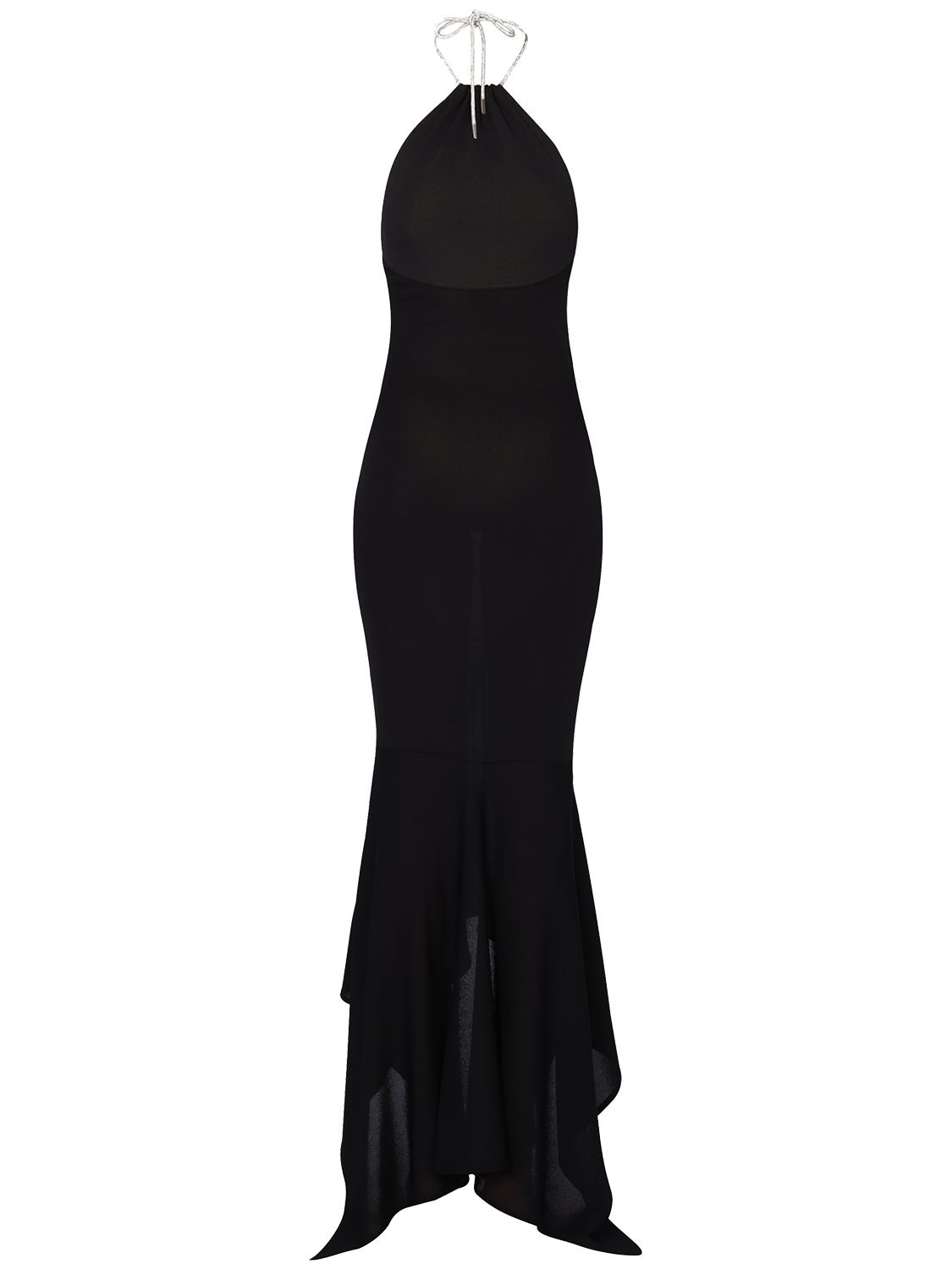 Shop Alexandre Vauthier Viscose Jersey Long Halter Dress In Black