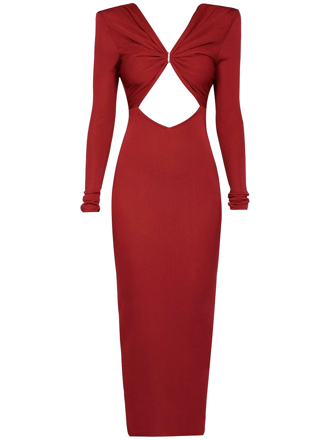 Alexandre Vauthier Cutout Viscose Jersey Midi Dress In Dark Red