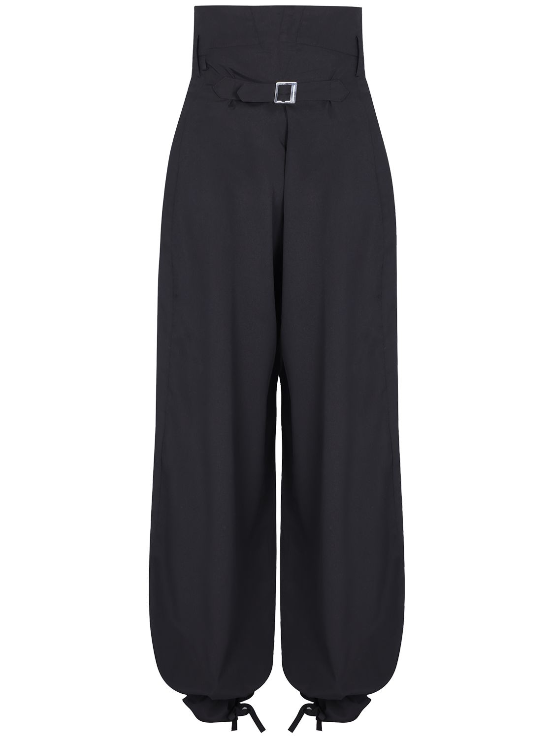 Shop Alexandre Vauthier High Rise Wide Crepe Pants In Black
