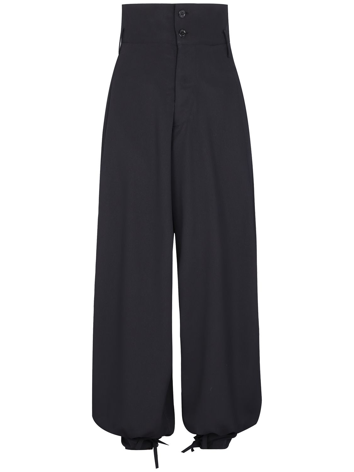 Alexandre Vauthier High Rise Wide Crepe Pants In Black