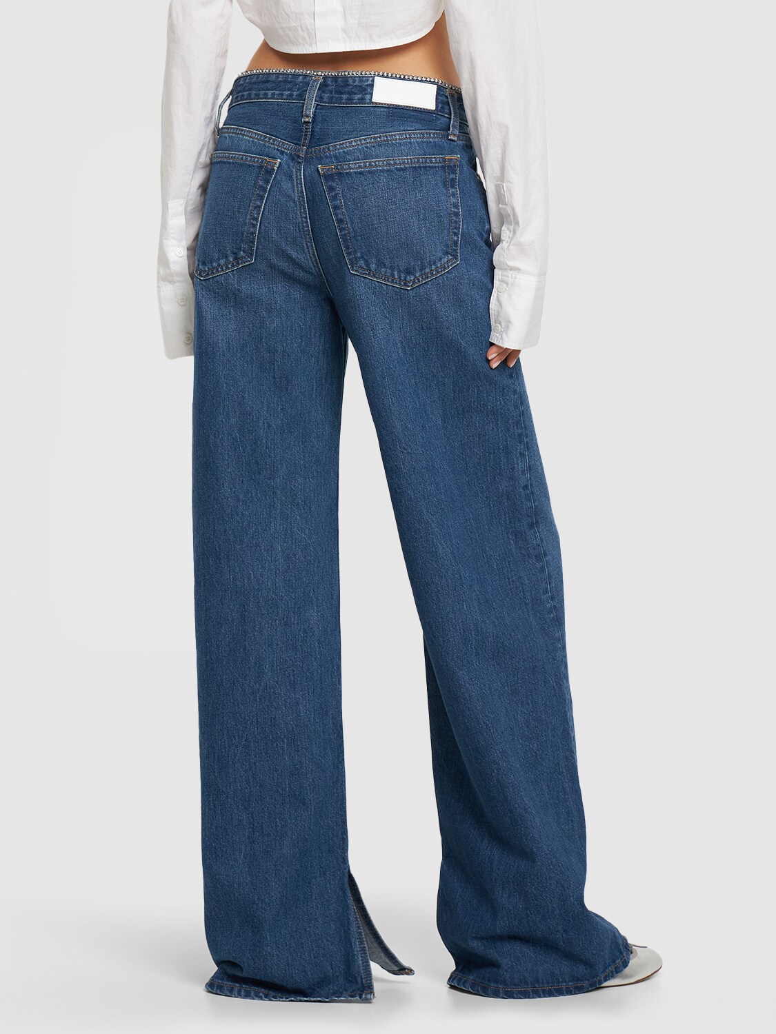 Shop Re/done Low Rider Loose Cotton Jeans In Blue