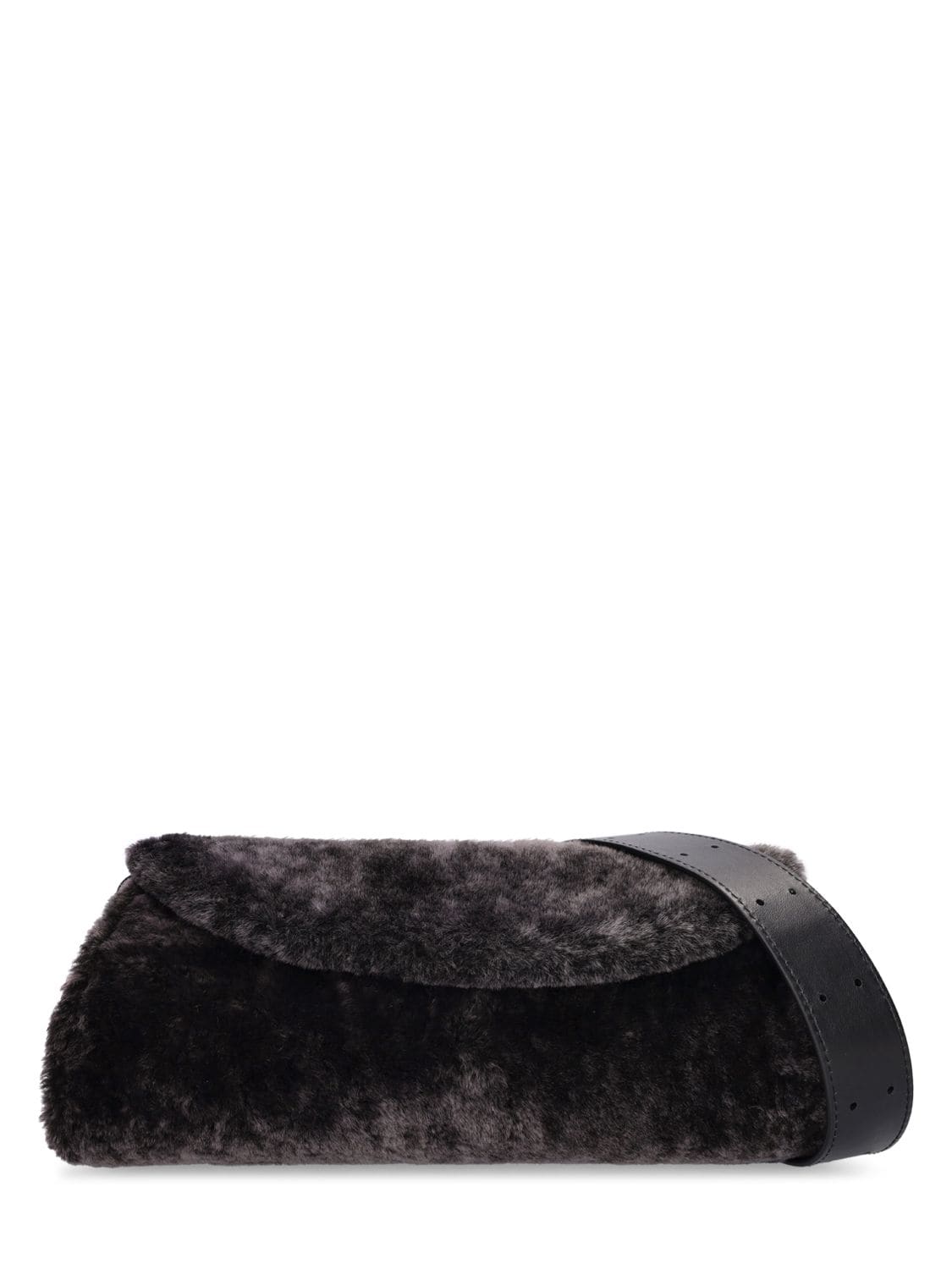 Shop Jil Sander Small Cannolo Shearling Shoulder Bag In Black
