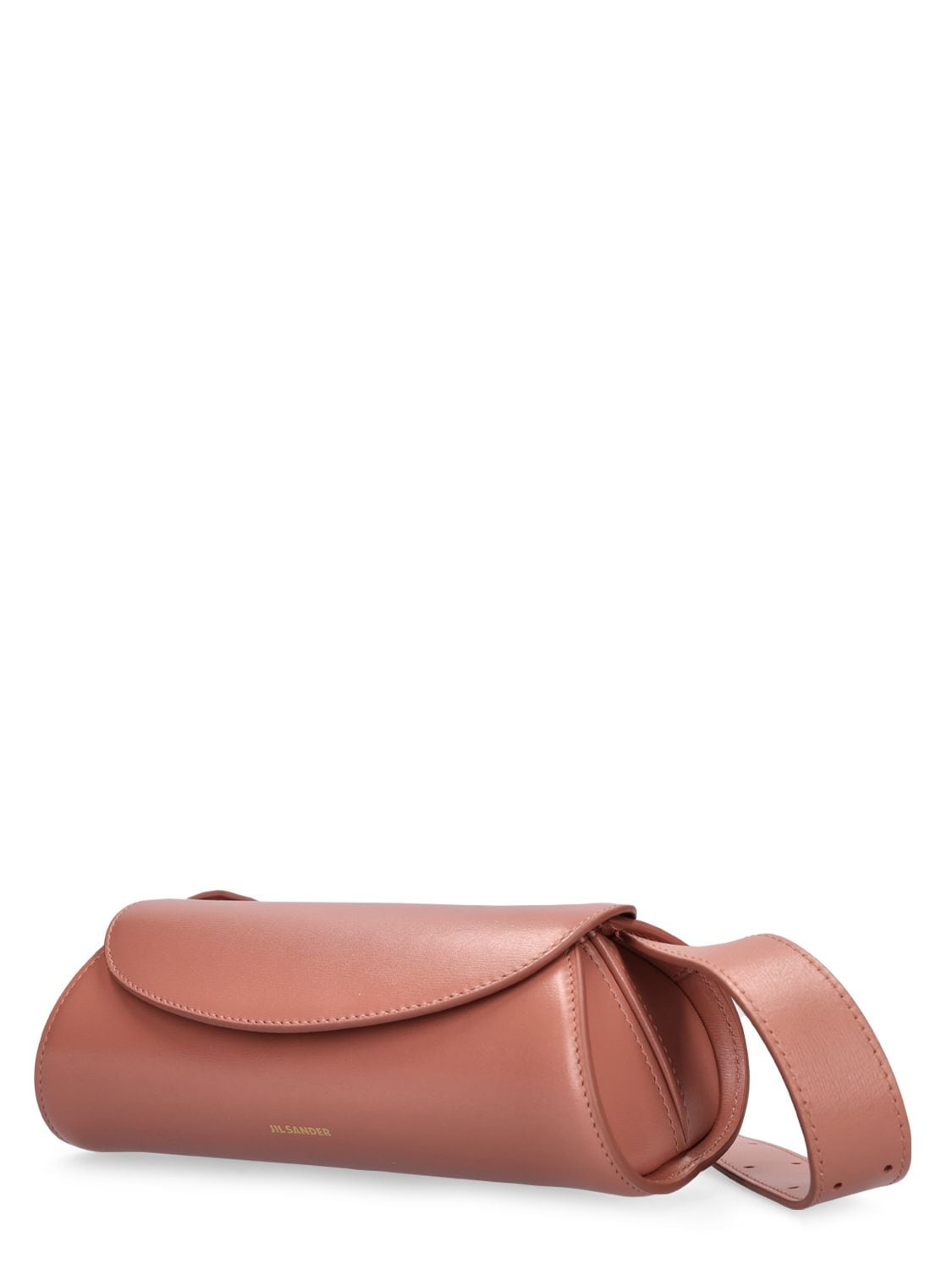 Shop Jil Sander Mini Cannolo Leather Shoulder Bag In Cherrywood