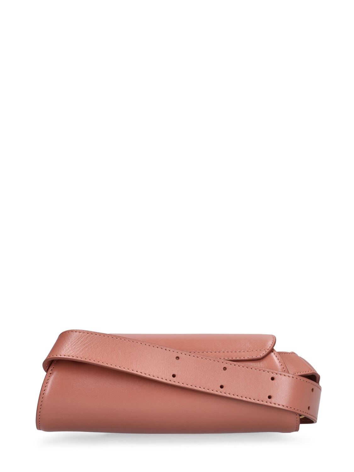 Shop Jil Sander Mini Cannolo Leather Shoulder Bag In Cherrywood