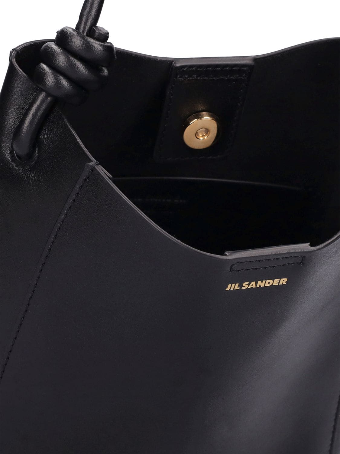 Shop Jil Sander Giro Crossbody Leather Bag In Black