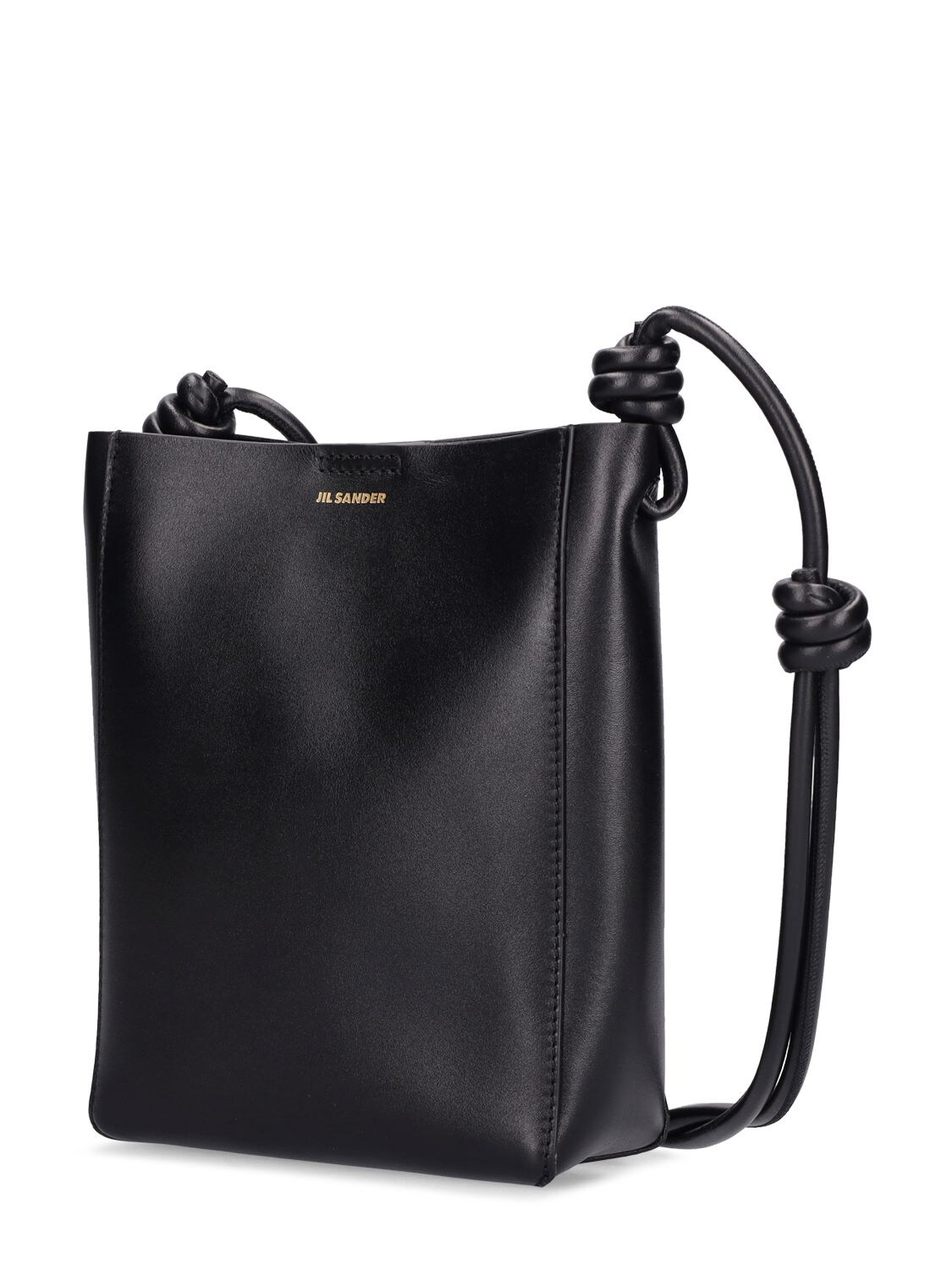 Shop Jil Sander Giro Crossbody Leather Bag In Black