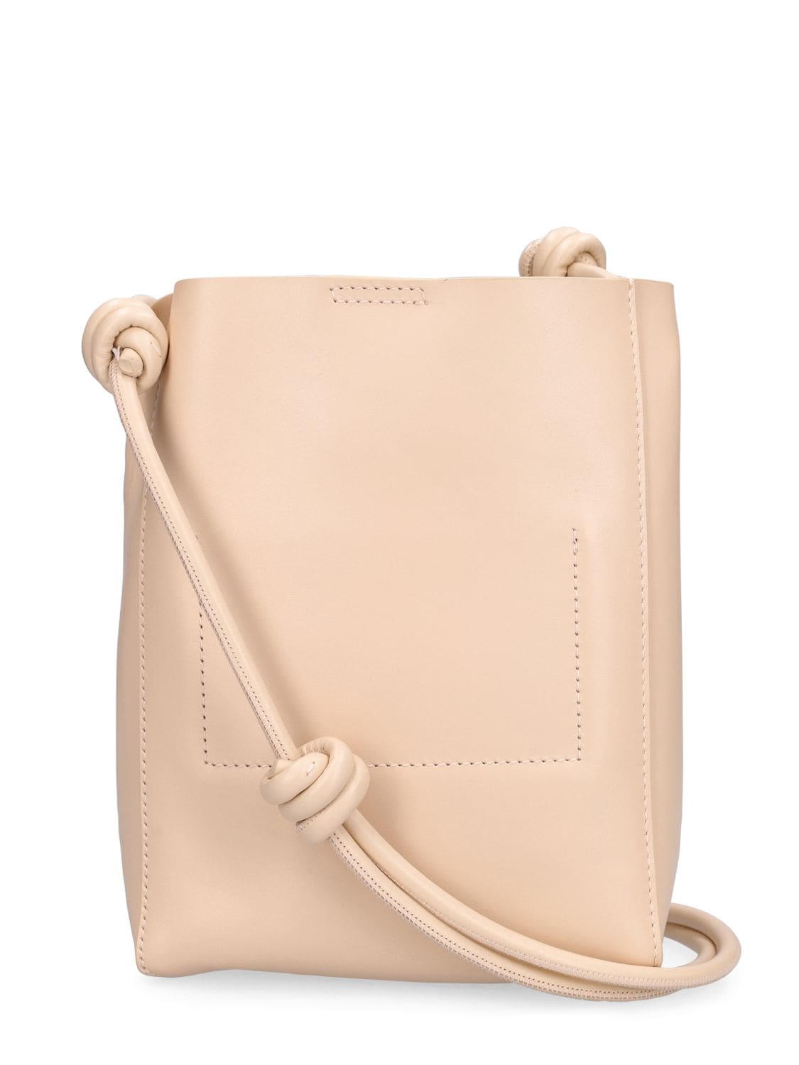 Shop Jil Sander Giro Crossbody Leather Bag In Eggshell