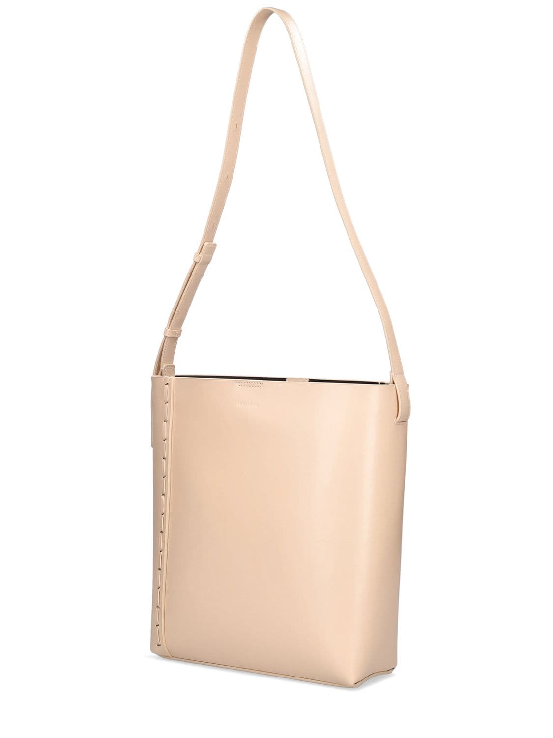 Shop Jil Sander Medium Stitching Leather Tote Bag In Bone