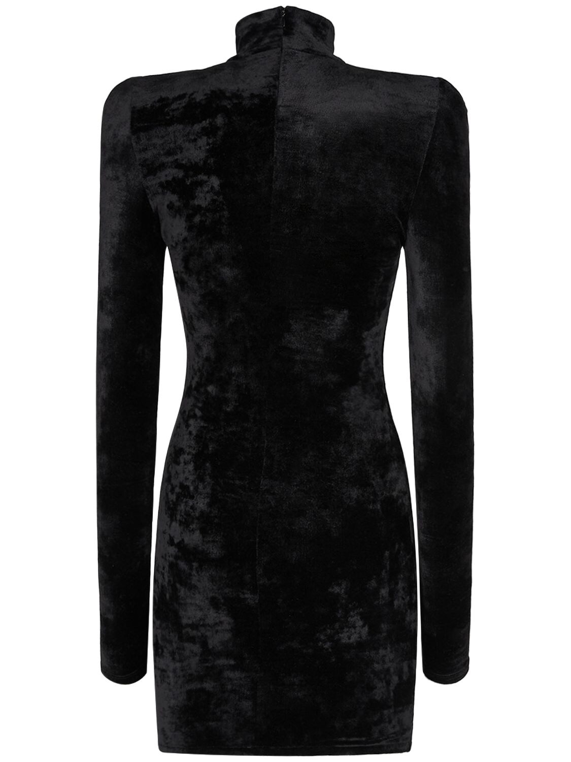 Shop Balenciaga Velvet Turtleneck Dress In Black