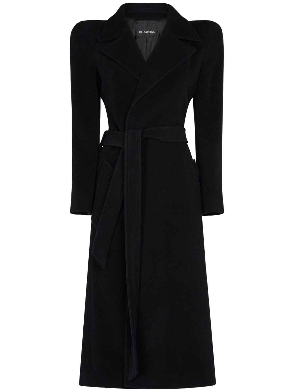 Shop Balenciaga Cashmere Blend Long Coat In Black