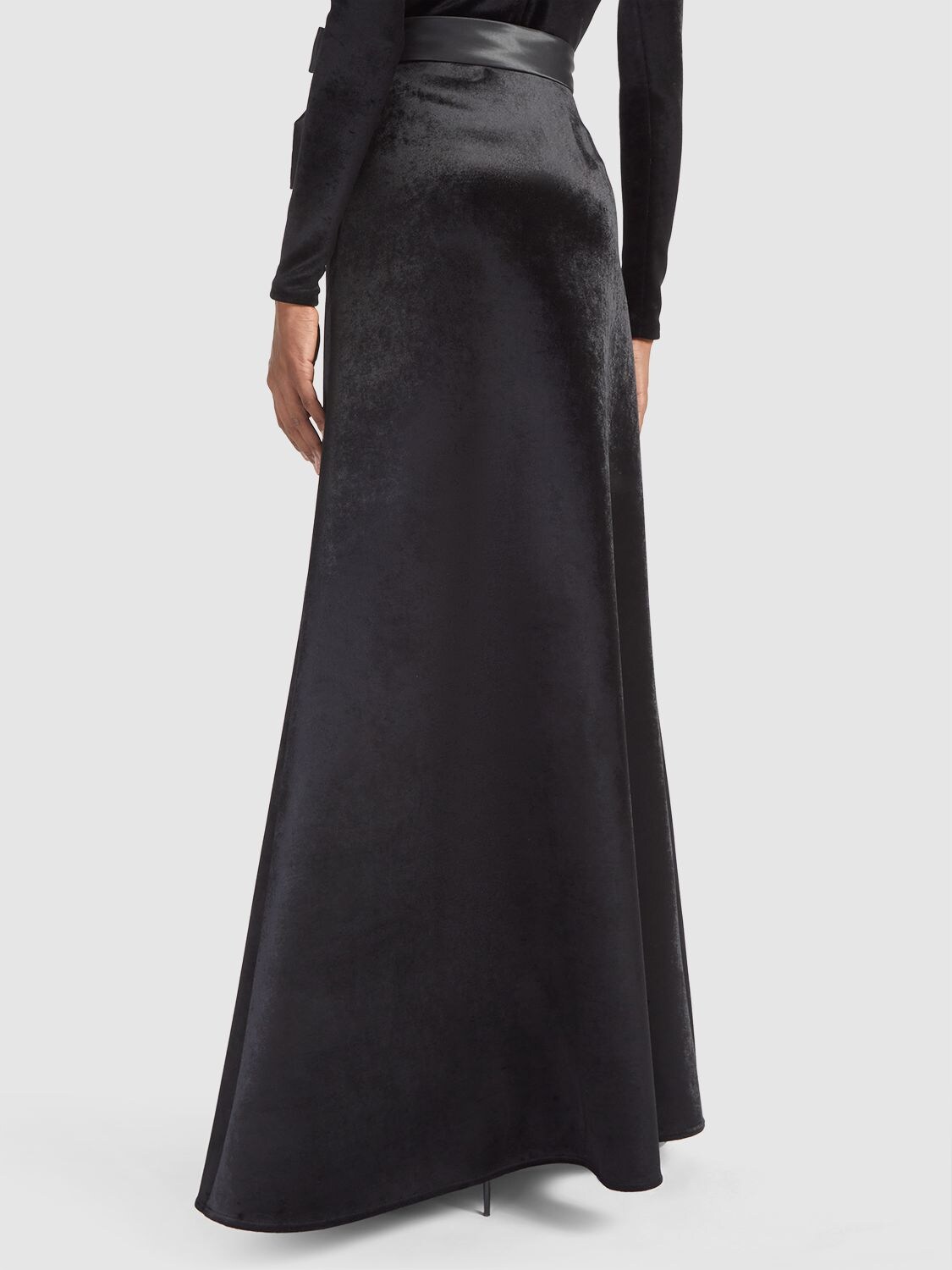 Shop Balenciaga Viscose Blend A-line Maxi Skirt In Black