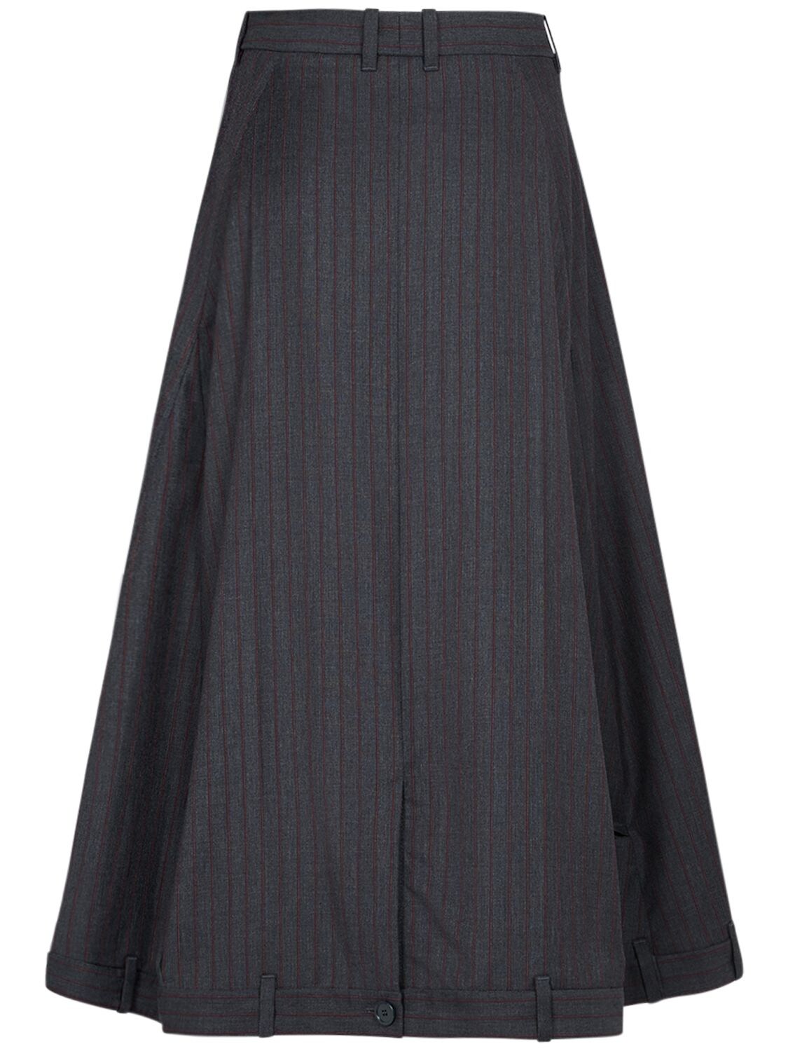 Shop Balenciaga Wool A-line Skirt In Grey,red