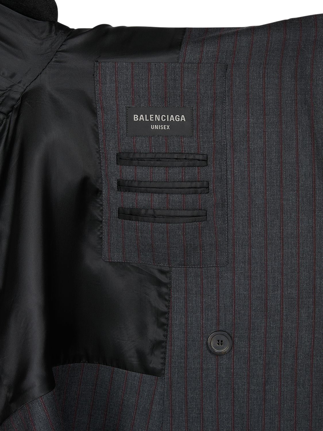 Shop Balenciaga Tailored Wool Blazer In Grey,red