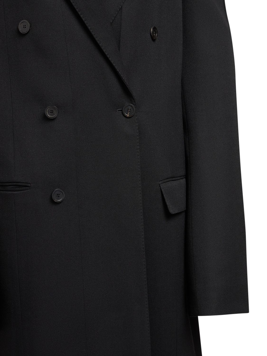 Shop Balenciaga Wool Gabardine Coat In Black