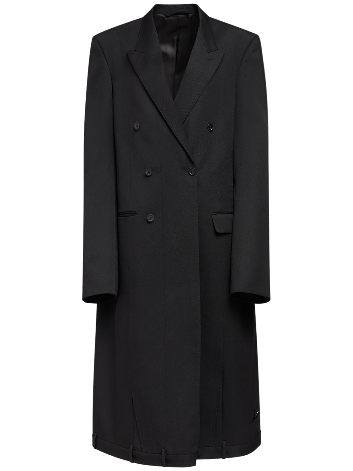 Balenciaga Wool Gabardine Coat In Black